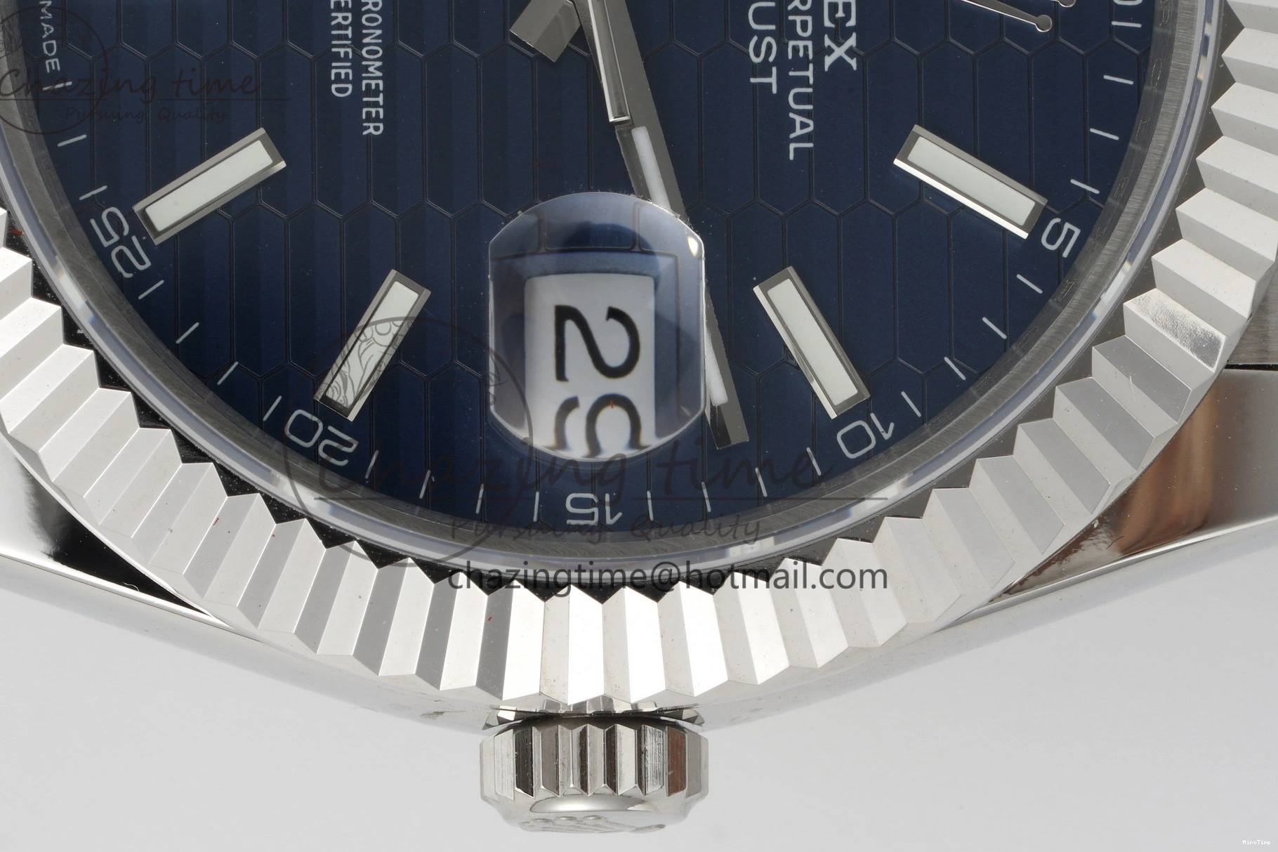 MiroTime 0415 TopPick DateJust 41 SS JDF 904L Steel Blue Textured Dial on Jubilee Bracelet VR3235 V 2235